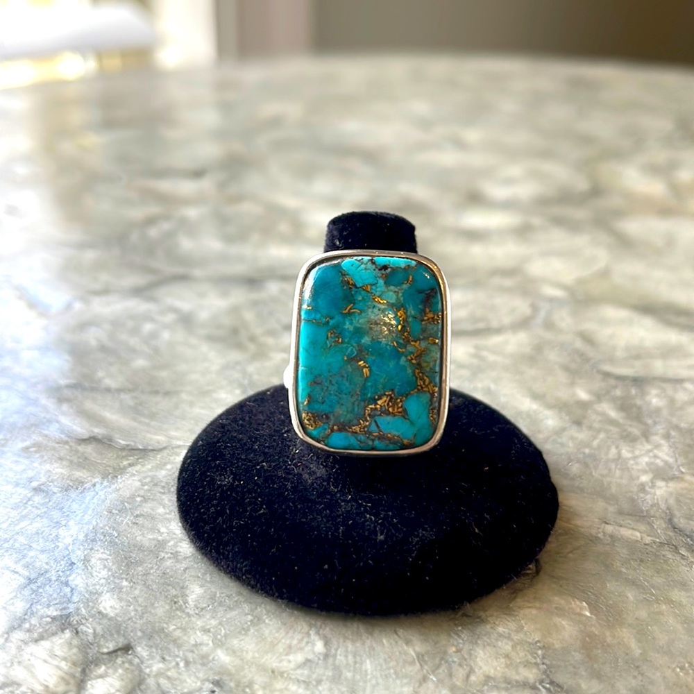 Adjustable Turquoise and Sterling Silver Ring